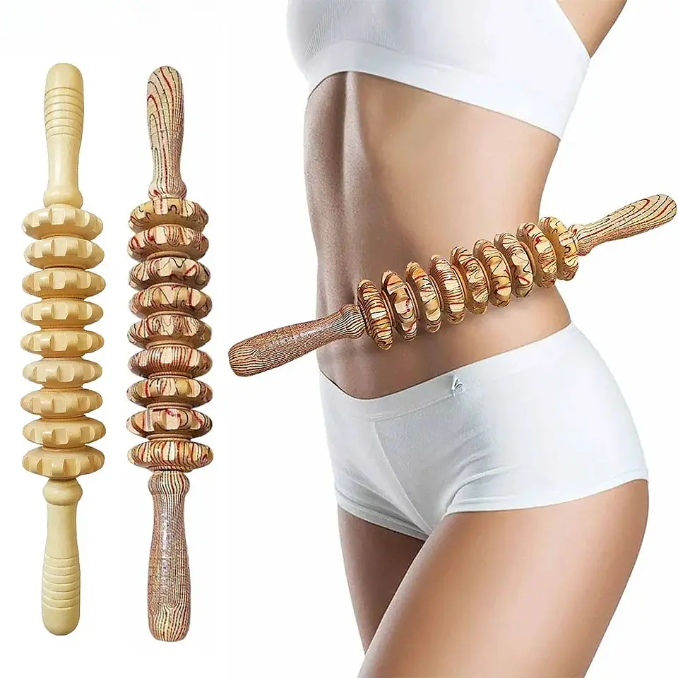 Bâton Masseur en Bois – 9 Rouleaux Anti-Cellulite 2