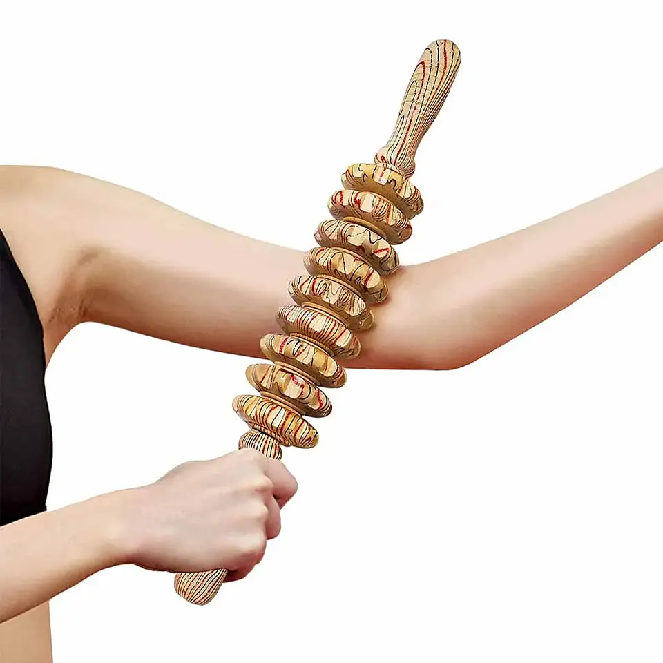 Bâton Masseur en Bois – 9 Rouleaux Anti-Cellulite 3
