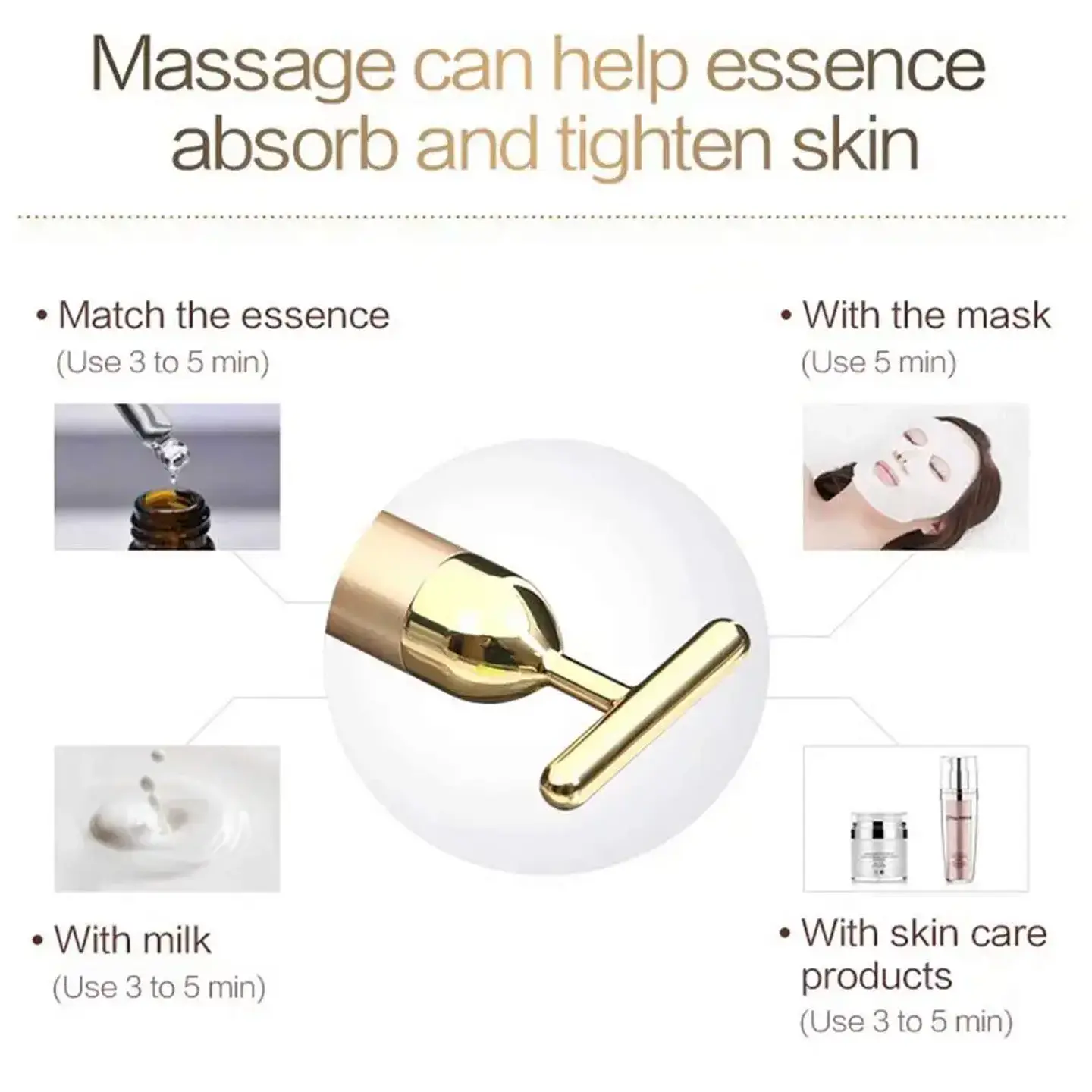 Bâton Masseur Facial Vibrant – Doré 24k 16