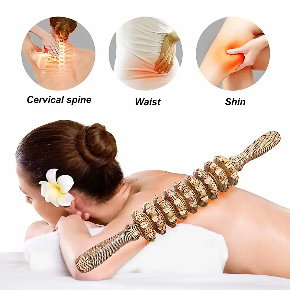 Bâton Masseur en Bois – 9 Rouleaux Anti-Cellulite 13