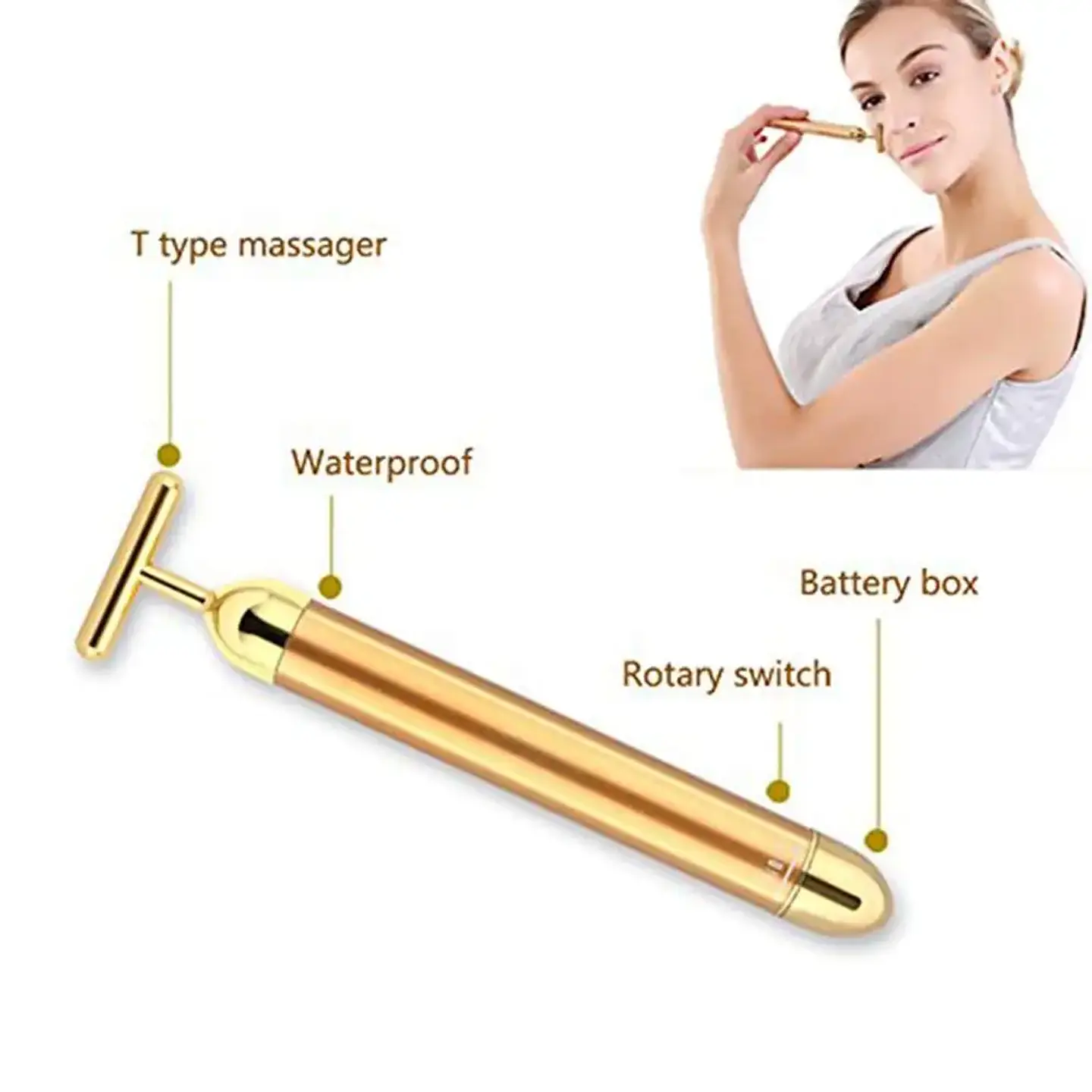 Bâton Masseur Facial Vibrant – Doré 24k 19