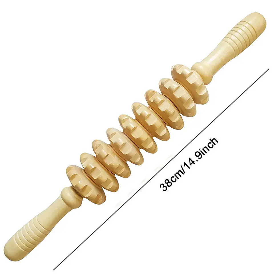 Bâton Masseur en Bois – 9 Rouleaux Anti-Cellulite 16