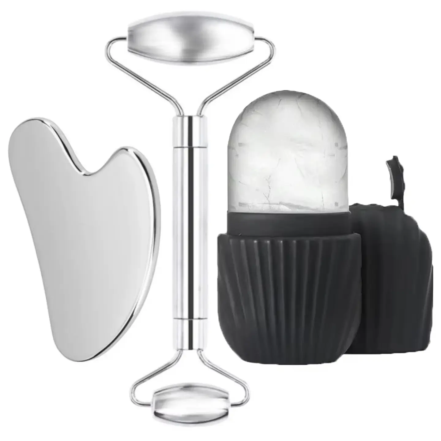 Rouleau de Glace Visage – Gua Sha Acier Inoxydable 1
