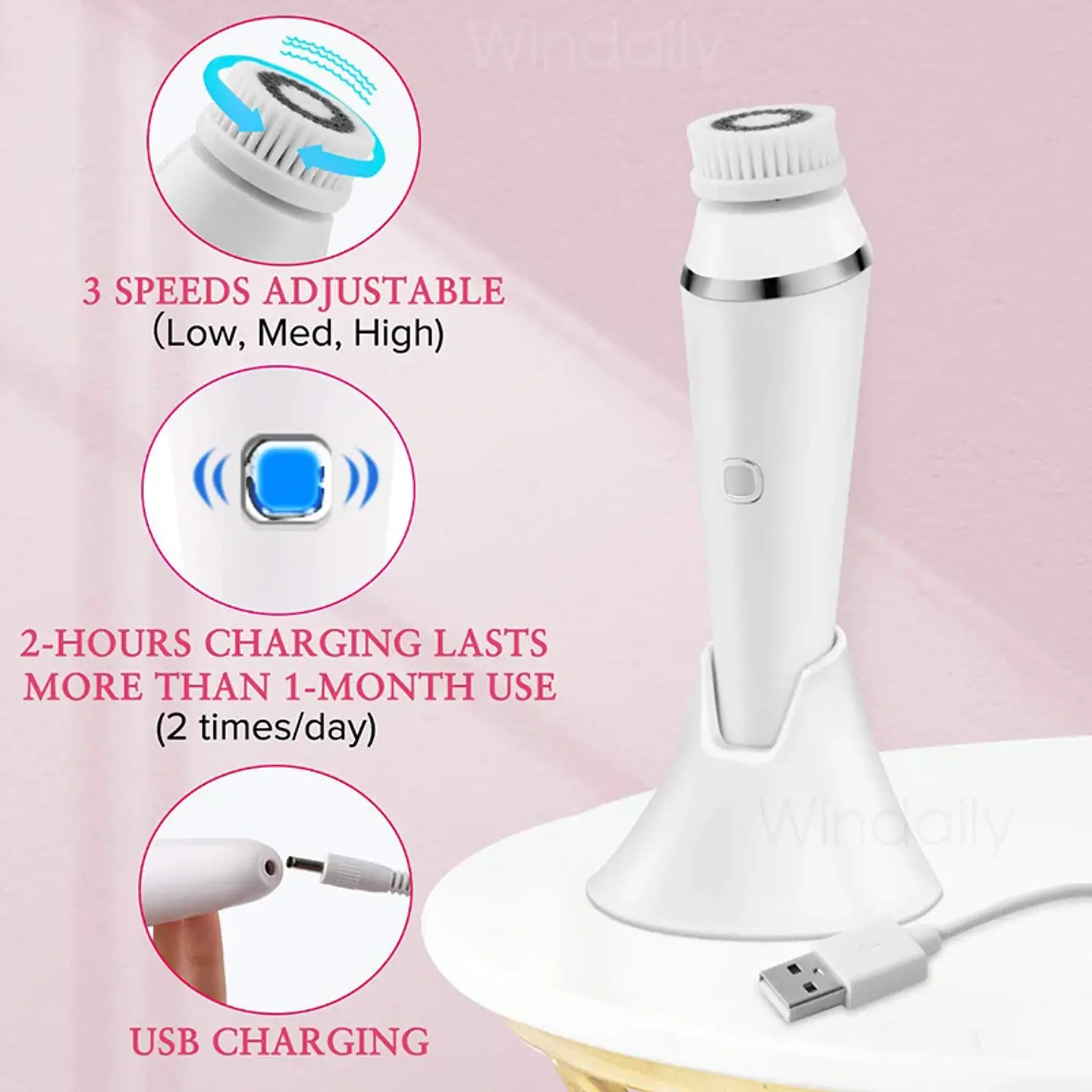 Brosse Nettoyante Faciale Électrique 4 en 1 4