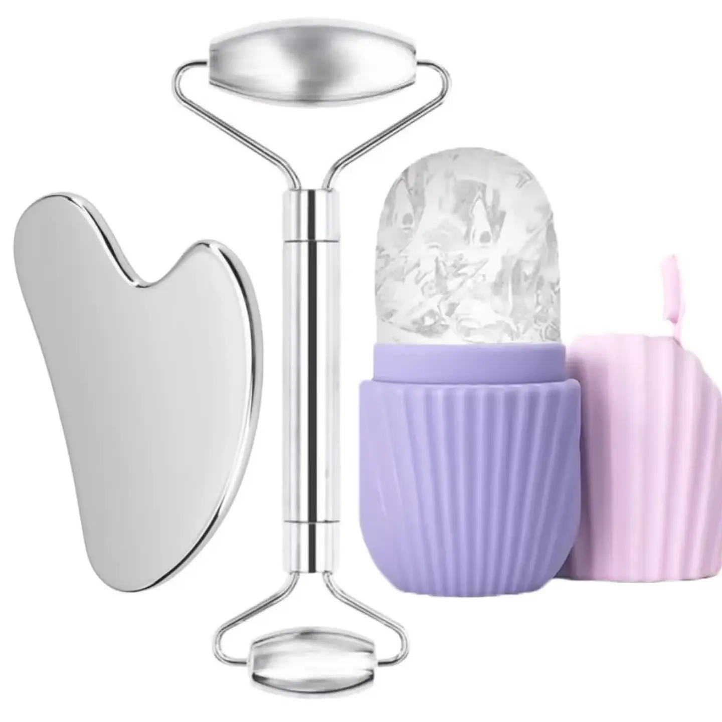 Rouleau de Glace Visage – Gua Sha Acier Inoxydable 8