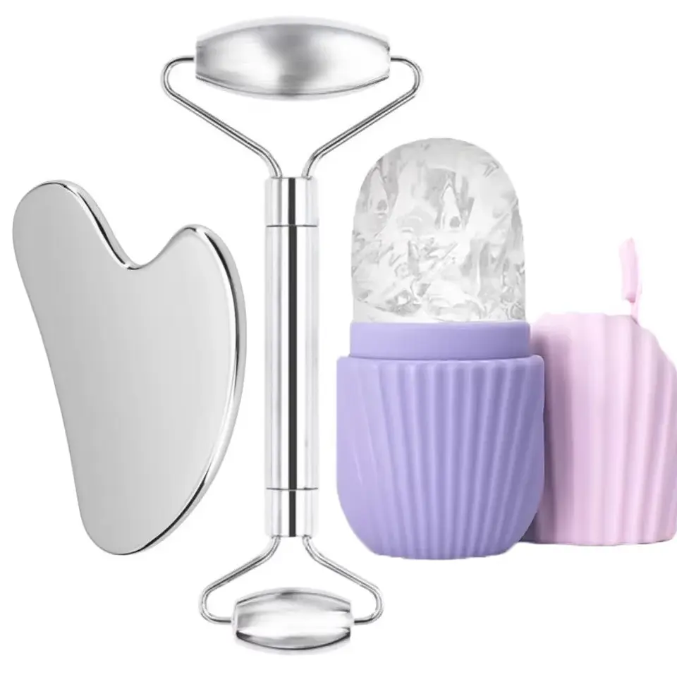 Rouleau de Glace Visage – Gua Sha Acier Inoxydable 8