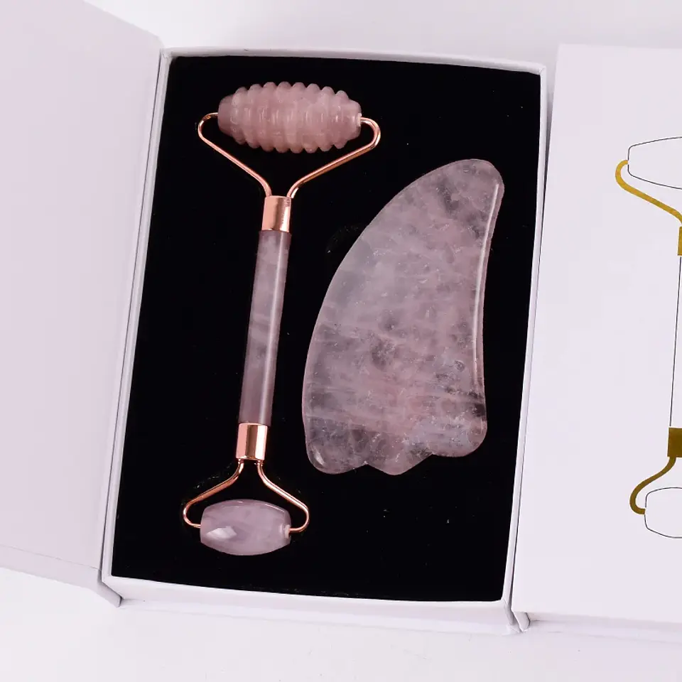 Rouleau Gua Sha Quartz Rose – Soin Visage Naturel 13