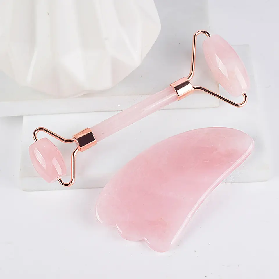 Rouleau Gua Sha Quartz Rose – Soin Visage Naturel 16