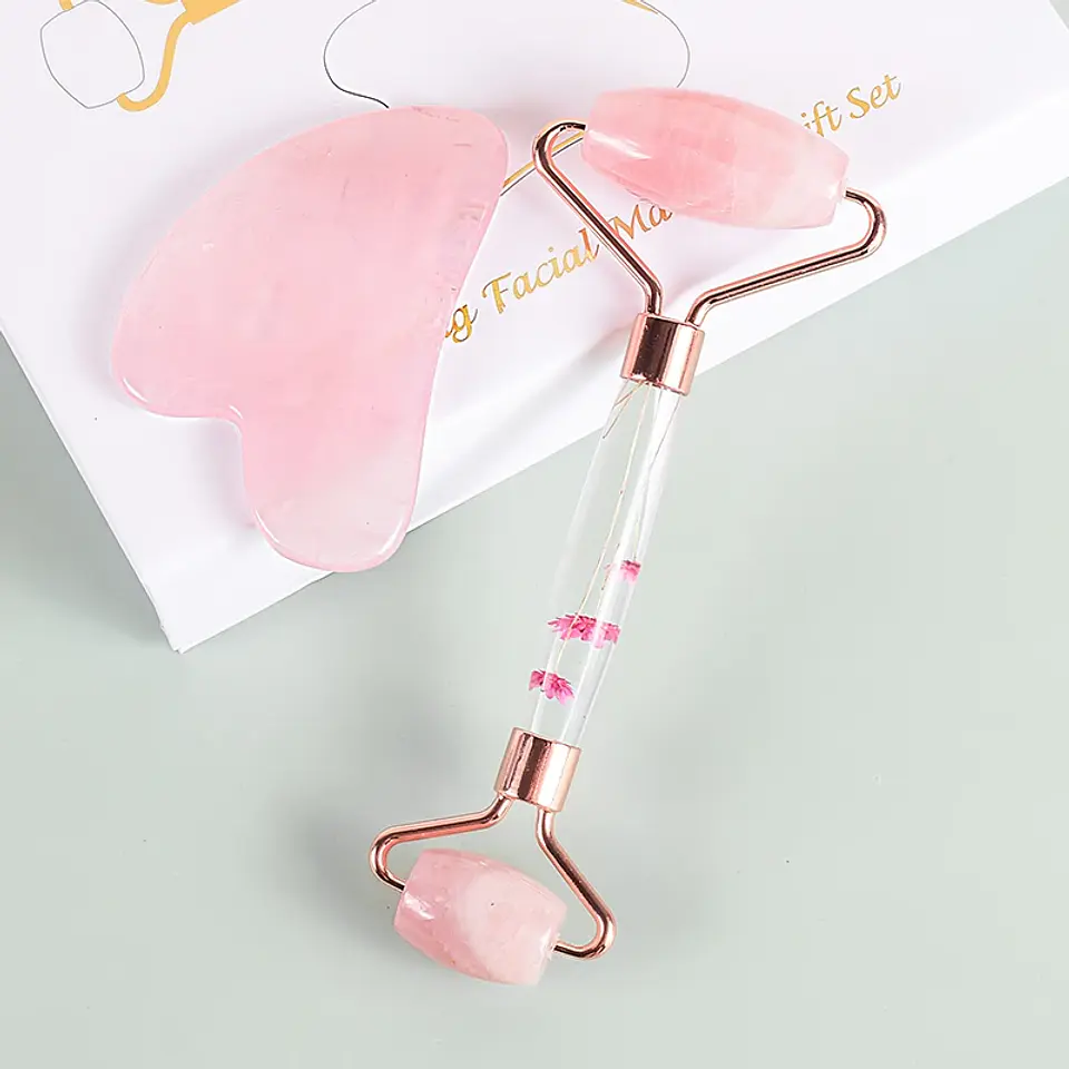 Set Masseur Facial – Rouleau & Gua Sha Pierre Naturelle 5