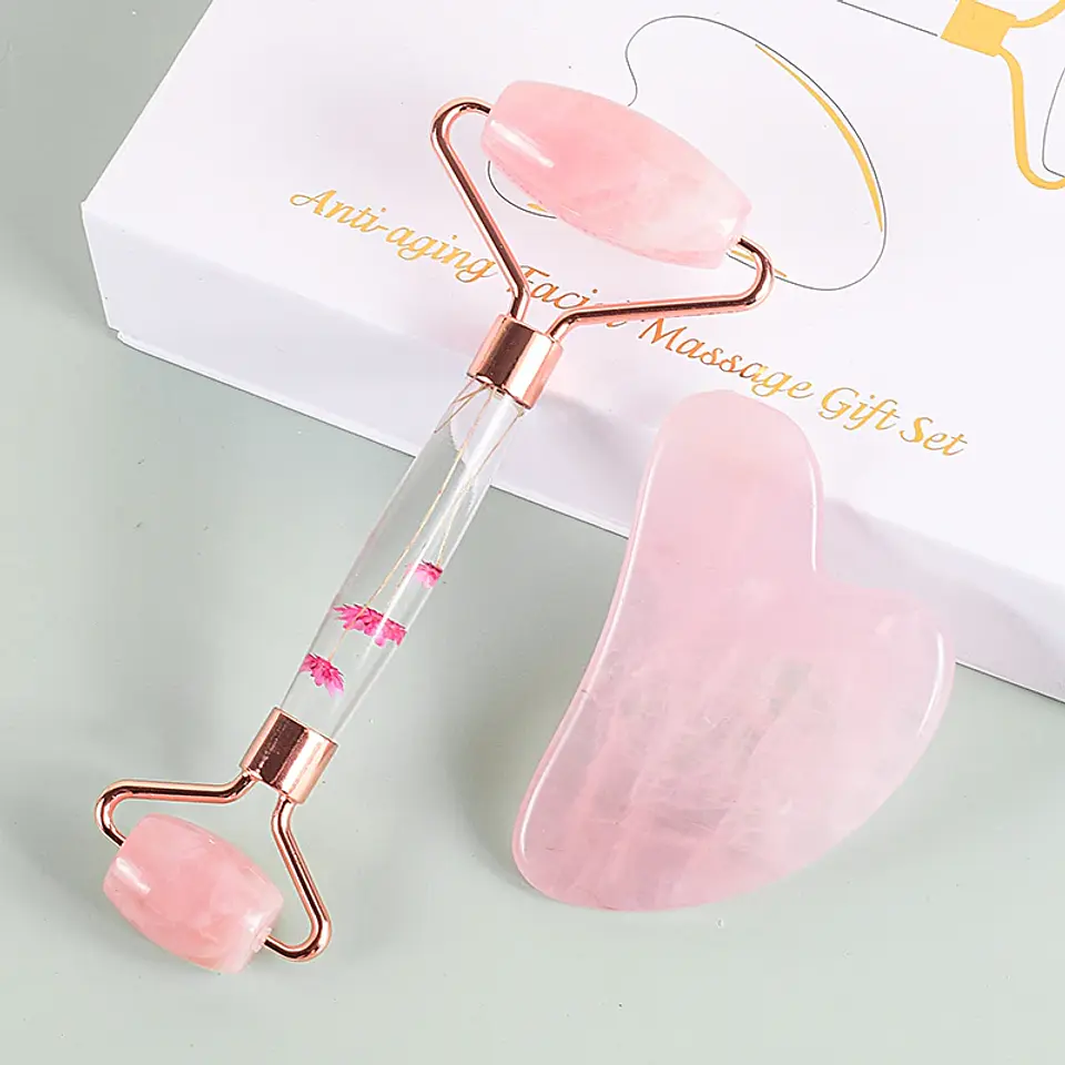 Set Masseur Facial – Rouleau & Gua Sha Pierre Naturelle 6