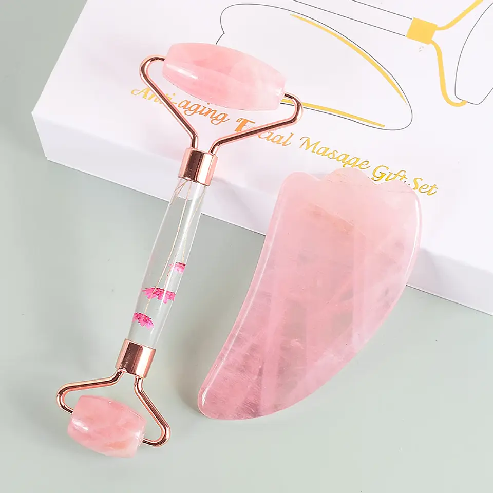 Set Masseur Facial – Rouleau & Gua Sha Pierre Naturelle 9