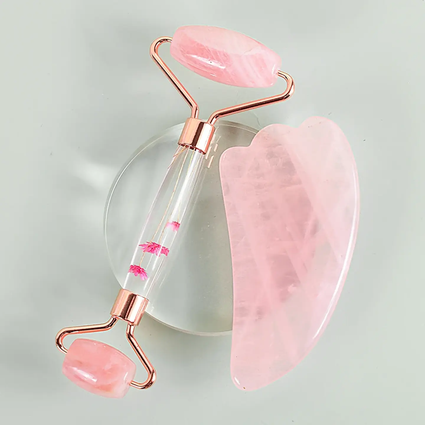 Set Masseur Facial – Rouleau & Gua Sha Pierre Naturelle 10