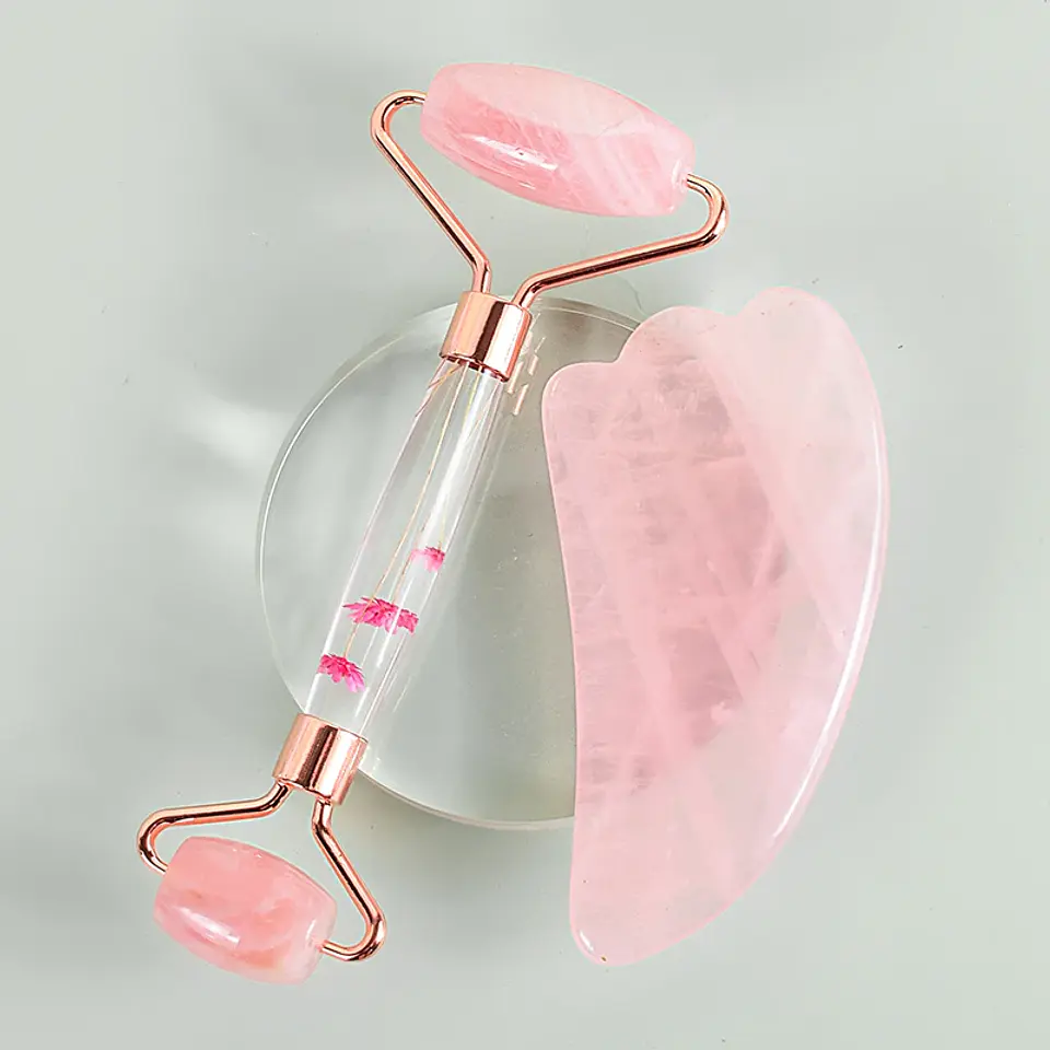Set Masseur Facial – Rouleau & Gua Sha Pierre Naturelle 10