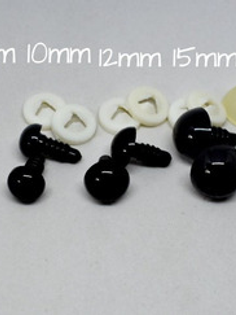 20 Ojos De Seguridad Negros 8mm Con Seguro/ Gumishomi Store  2