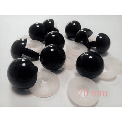 20 Ojos De Seguridad Negros 20mm Con Seguro/gumishomi Store 