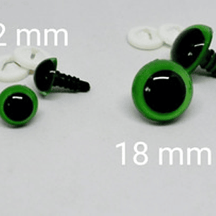 20 Ojos De Seguridad 12mm Gato (verde, Azul , Amarillo) 