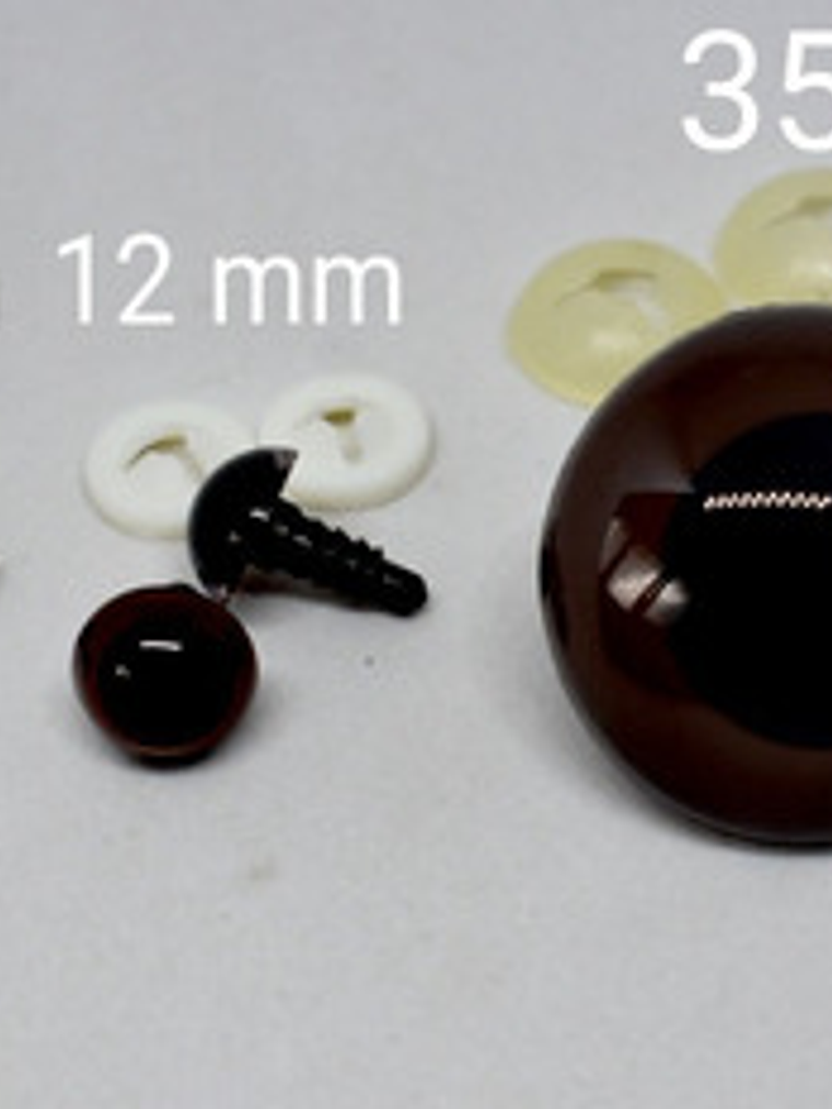 20 Ojos De Seguridad 12mm Color Verde Y/o Cafe (amigurumi)  2