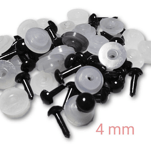 20 Ojos De Seguridad Negros 4mm Con Seguro/ Gumishomi Store 