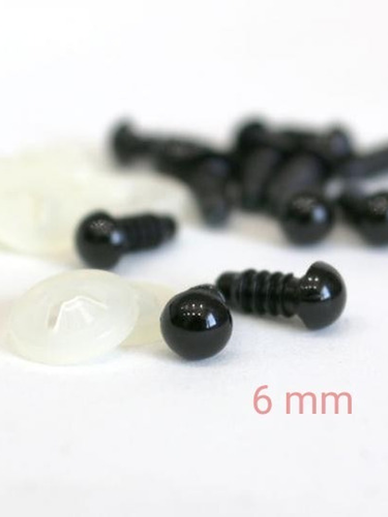 20 Ojos De Seguridad Negros 6mm Con Seguro/ Gumishomi Store  1
