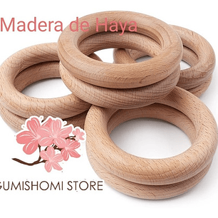 Argollas Madera De Haya. 70 Mm
