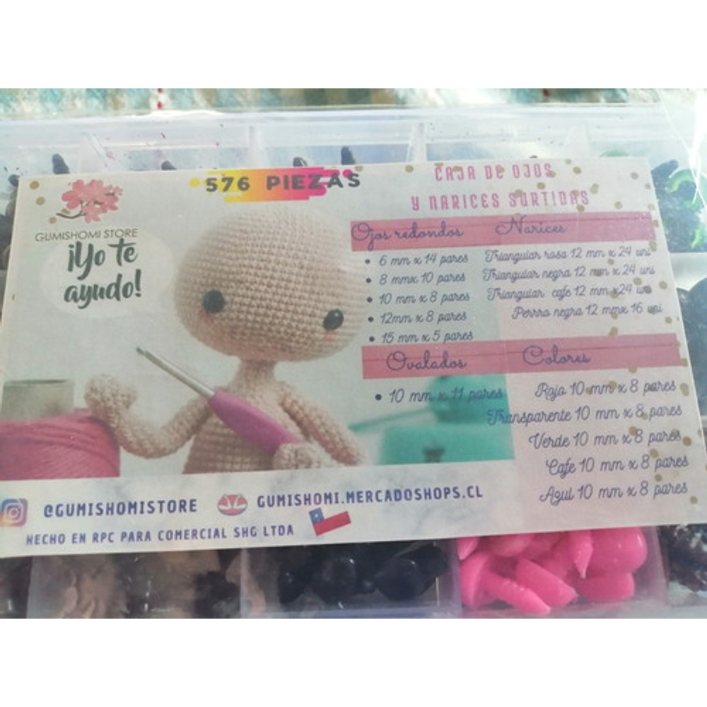 Caja Mix Ojitos Y Narices Amigurumi Y Peluches 576 Piezas