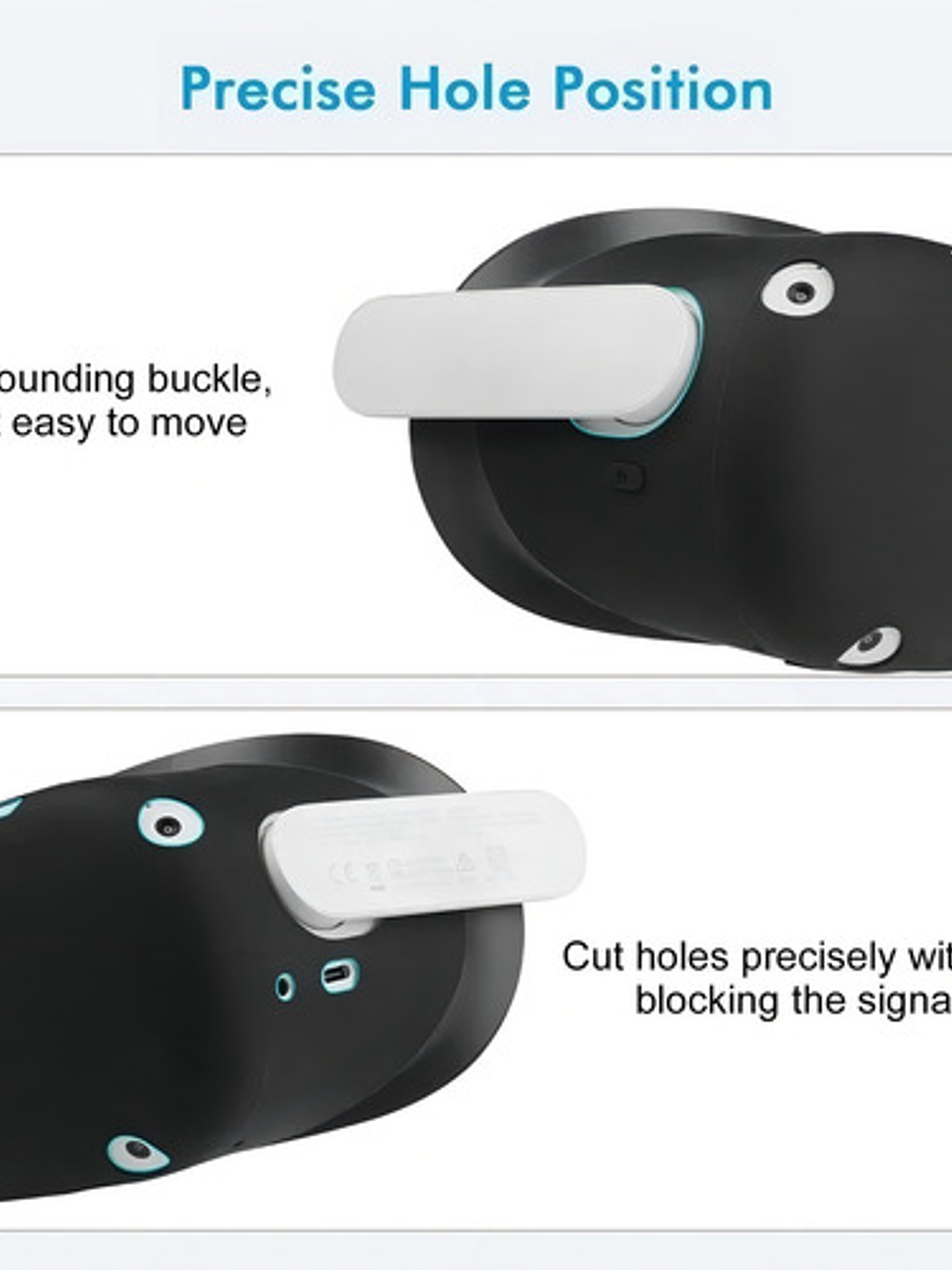 Funda Protectora Vr Oculus Quest 2 Relohas Negra Plástico Ajustable Gamer 4