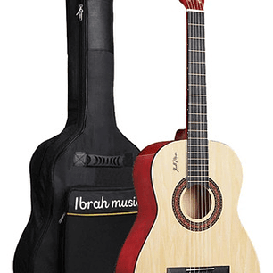 Guitarra Acústica Clásica Café Ibrah 39 Pulgadas + Estuche