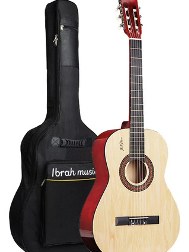 Guitarra Acústica Clásica Café Ibrah 39 Pulgadas + Estuche 1