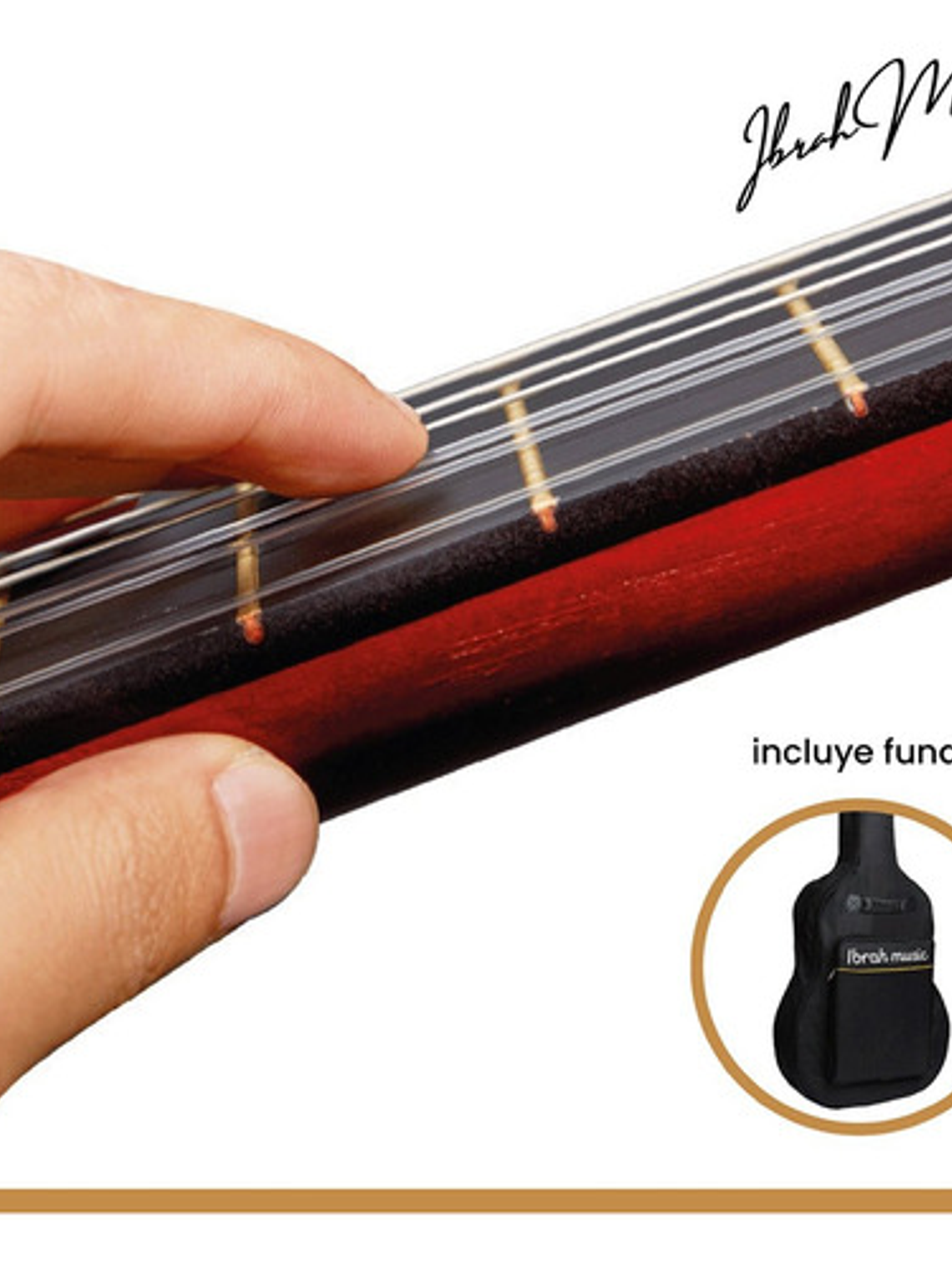 Guitarra Acústica Clásica Café Ibrah 39 Pulgadas + Estuche 3