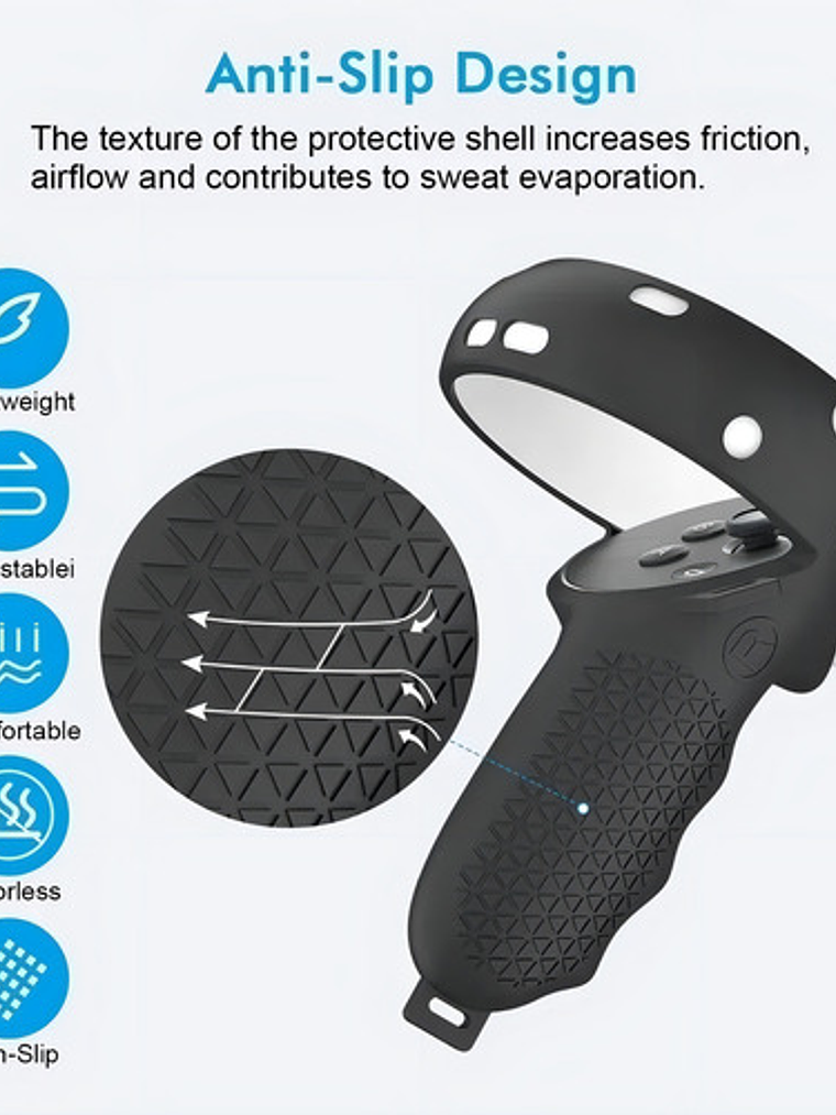 Funda Protectora Vr Oculus Quest 2 Relohas Negra Plástico Ajustable Gamer 5