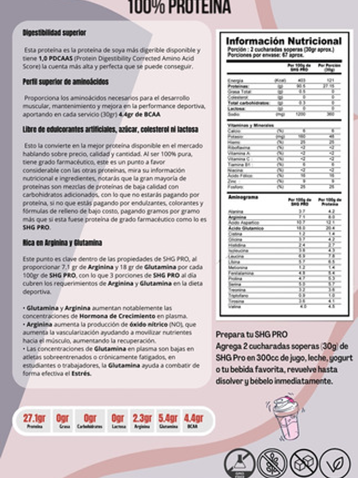 5 Bolsas de Shg Pro de 800gr (4kg) - Proteína 100% Vegetal  6