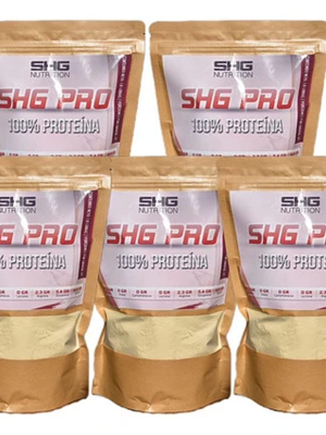 5 Bolsas de Shg Pro de 800gr (4kg) - Proteína 100% Vegetal  1