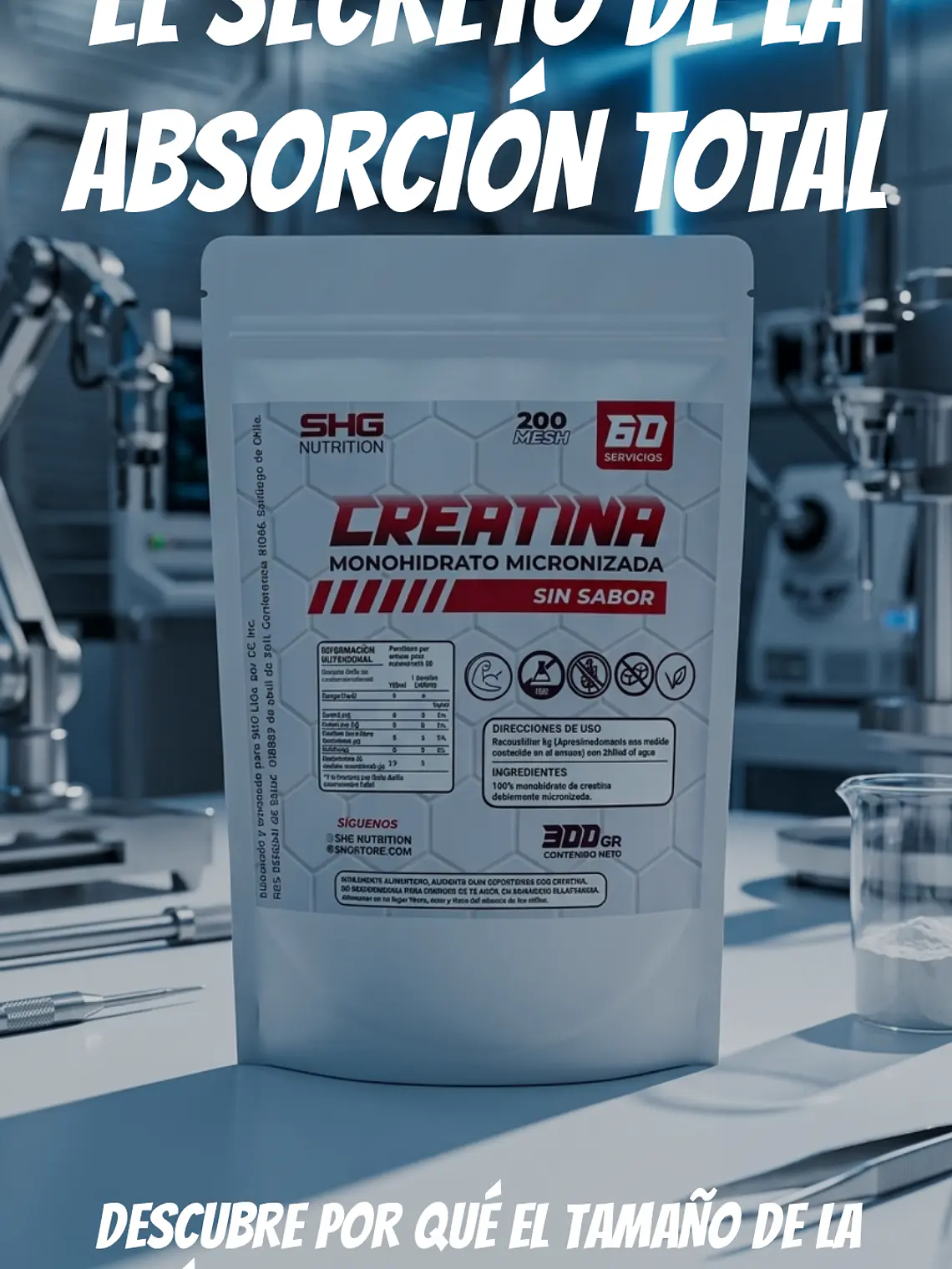 Creatina Monohidrato Micronizada 100% Pura 300gr 5