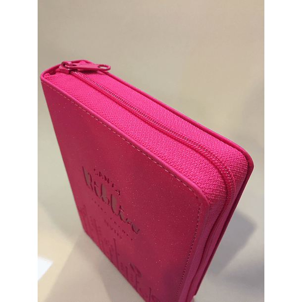 Biblia NVI Letra Grande mediano Ziper Sentipiel Fucsia Glitter 2