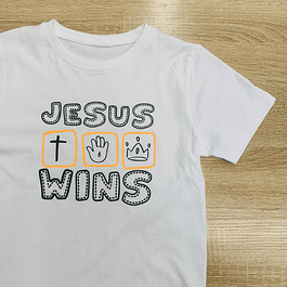 Polera Blanca Logos JESUS WINS