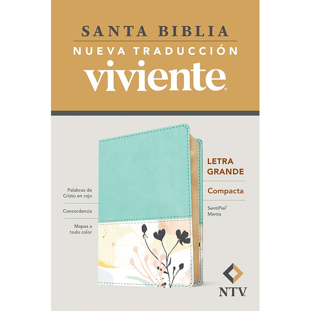 Biblia NTV Compacta Letra Grande (Menta Flores) 2