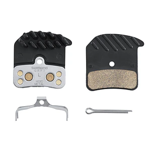 PASTILLA FRENO SHIMANO METAL W/FIN (H03C), PAD SPRING, W/SPLIT PIN, 1 PAIR, IND PACK DISK BRAKE PADS