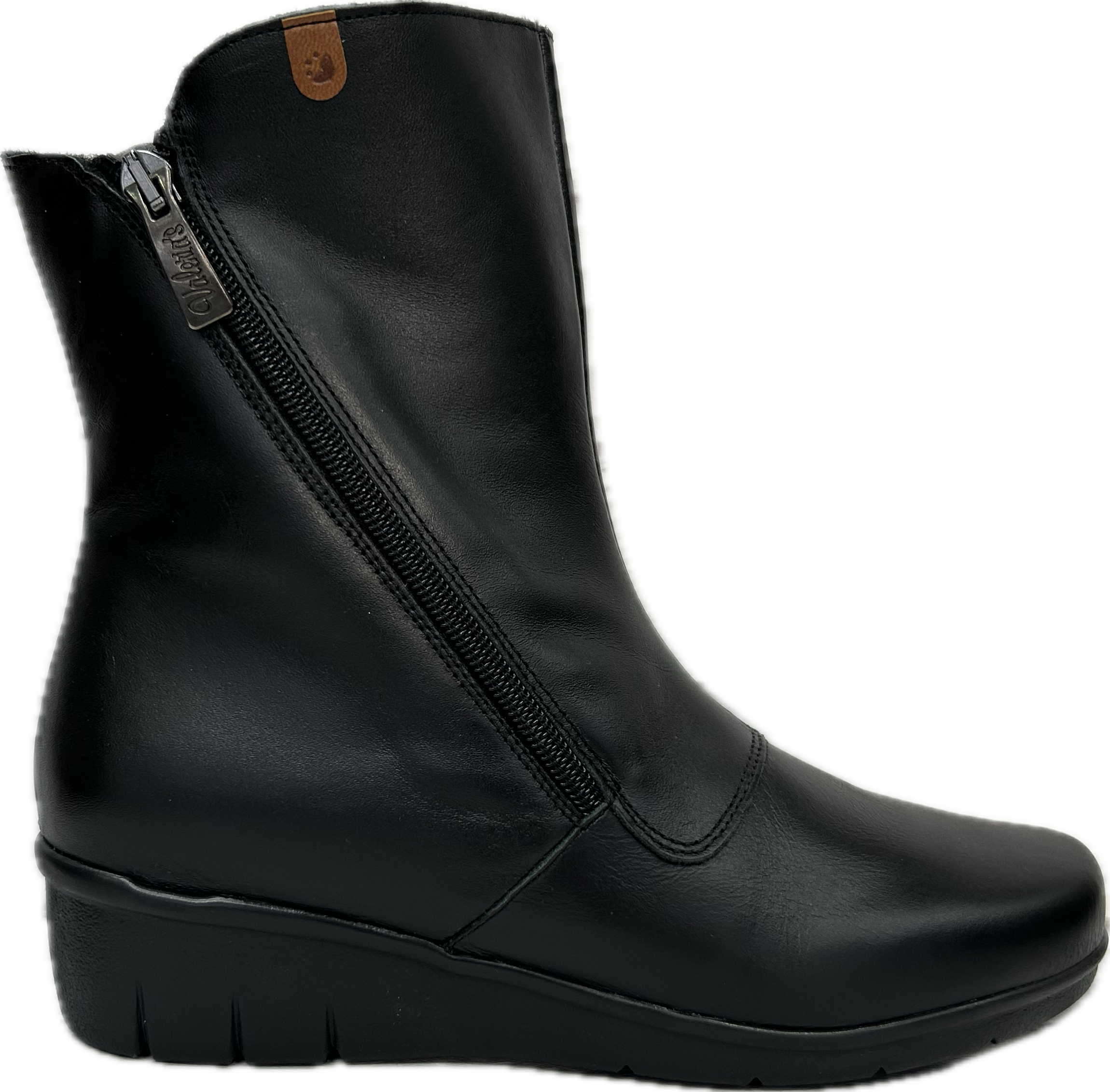 Botim cunha meio cano fecho e elástico conforto 