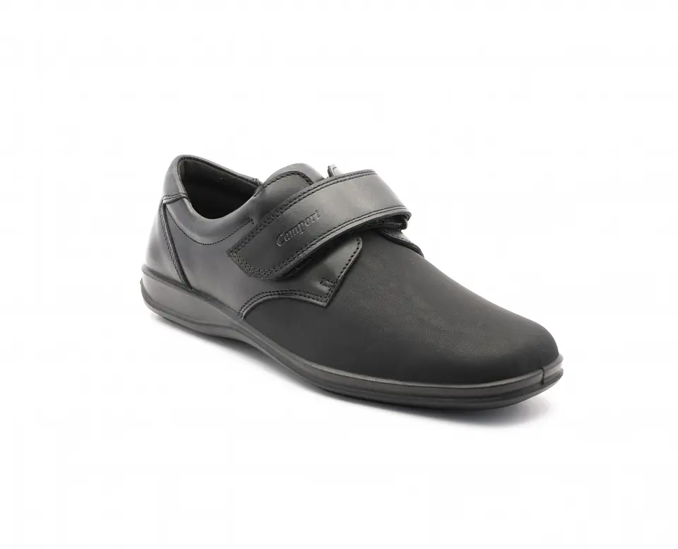 Sapato PROF velcro raso conforto STRETCH PINK PRETO 1