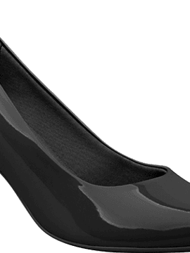 Sapato bicudo salto média conforto - Verniz Preto
