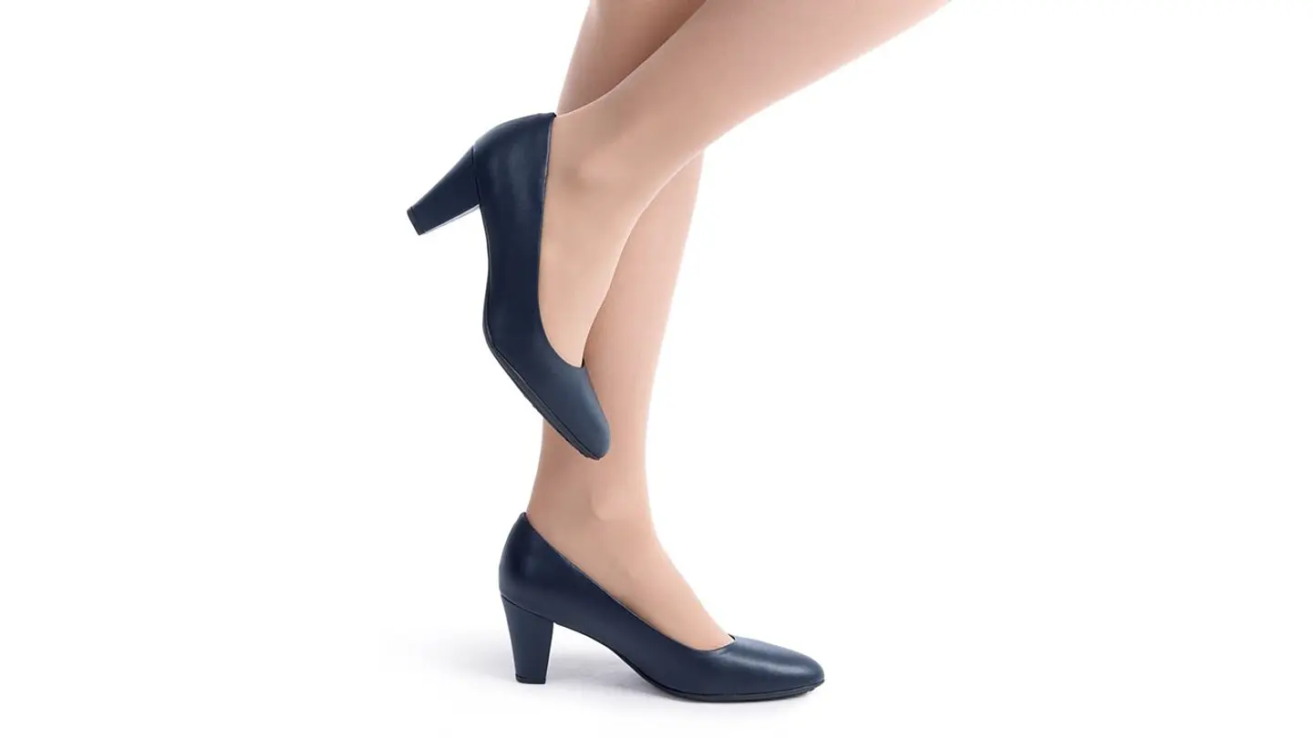 Sapato PROF liso bicudo salto médio conforto AZUL 5