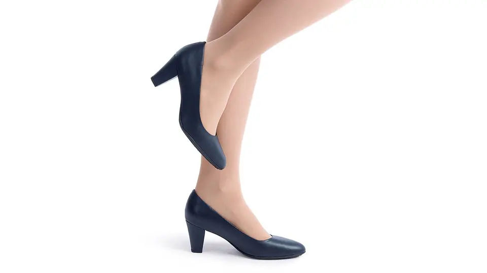 Sapato PROF liso bicudo salto médio conforto AZUL 5