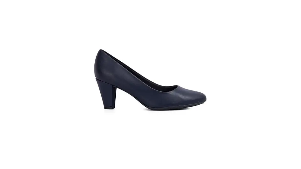 Sapato PROF liso bicudo salto médio conforto AZUL 1