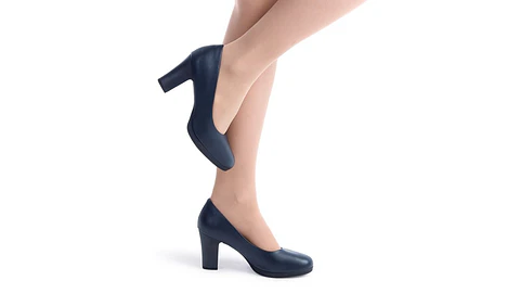 Sapato PROF liso salto alto com plataforma conforto AZUL