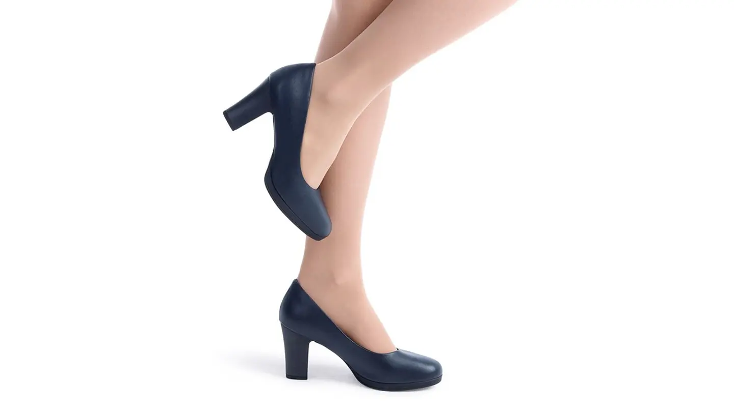 Sapato PROF liso salto alto com plataforma conforto AZUL 1