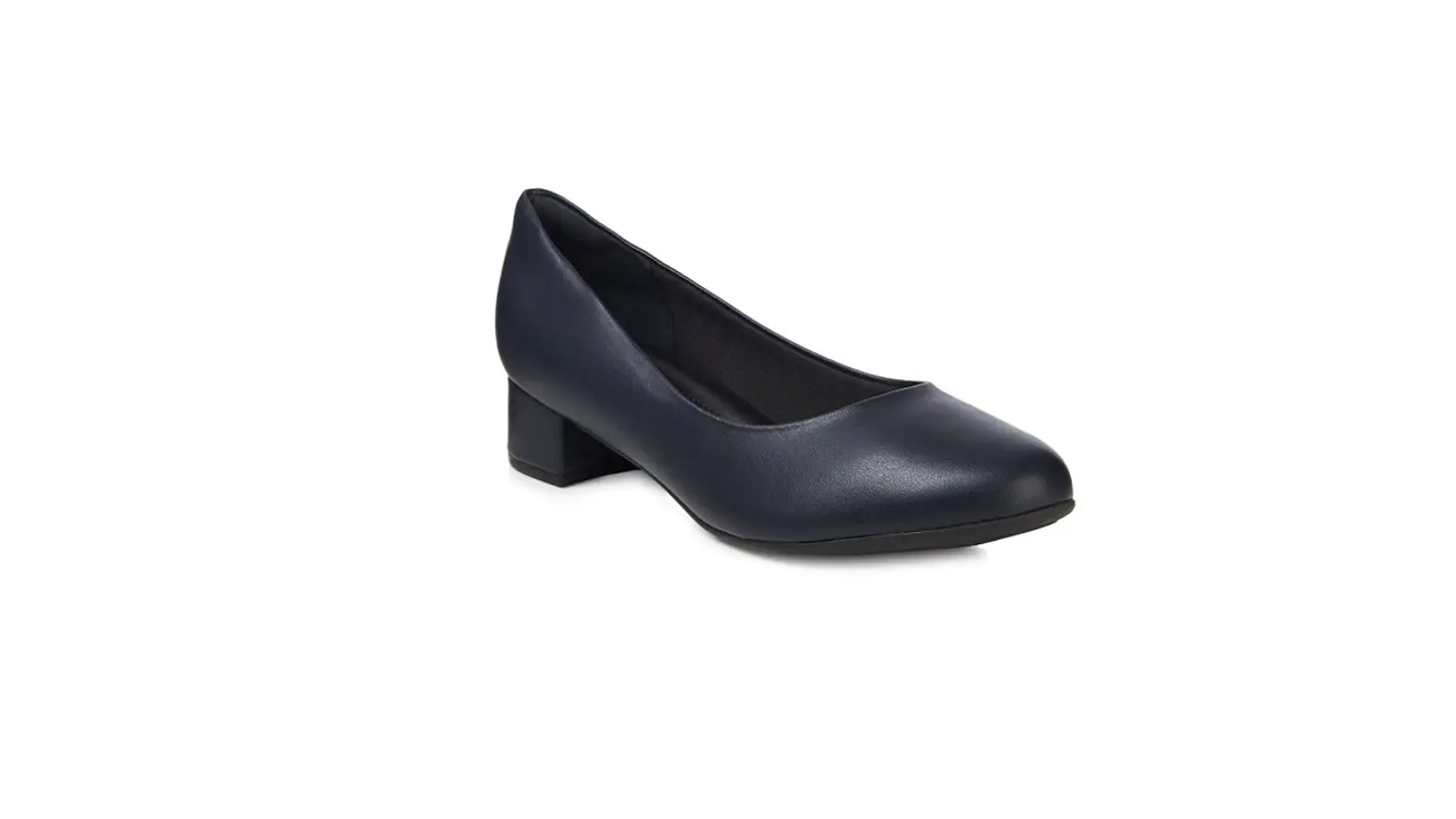 Sapato PROF liso salto baixo conforto AZUL 1