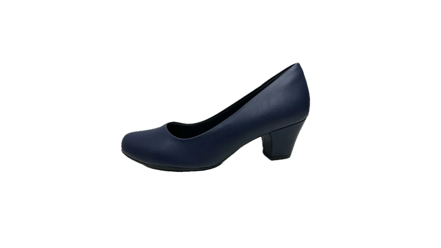 Sapato PROF liso salto médio conforto AZUL 1