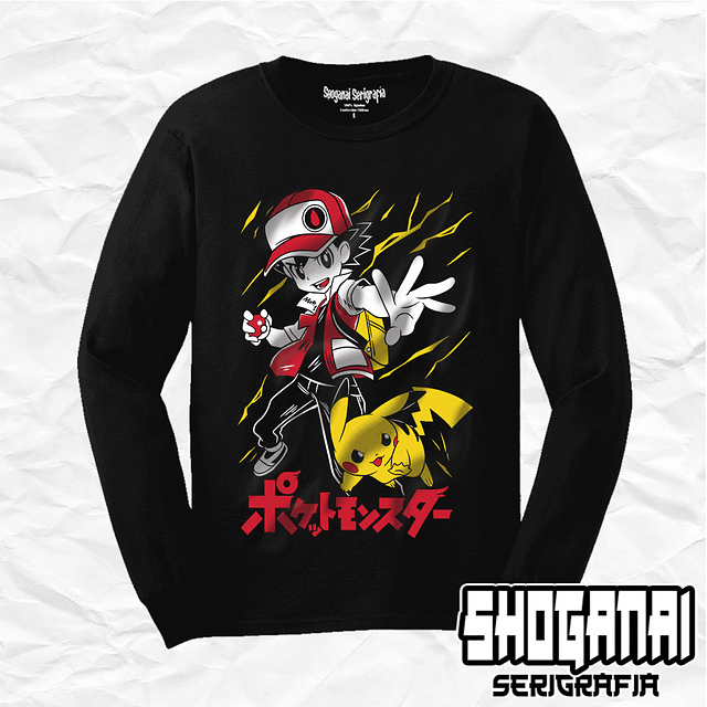 Ash y Pikachu - Pokemon PKM01 / Polera manga larga