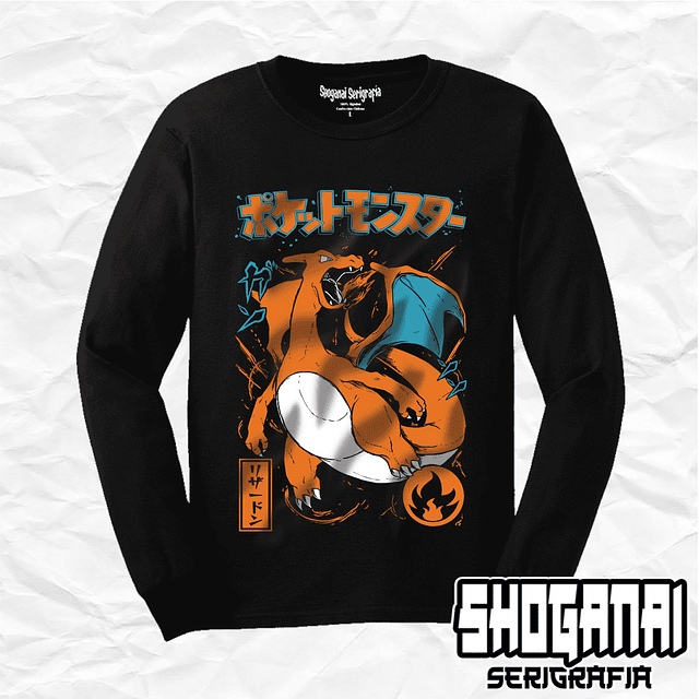 Charizard - Pokemon PKM04 / Polera manga larga