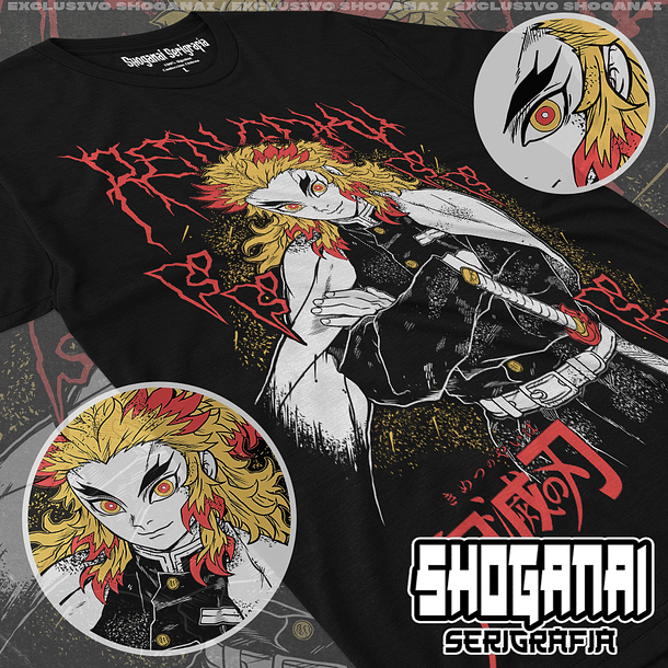 KNY65 Kyojuro Rengoku - Kimetsu No Yaiba / Polera manga corta 1